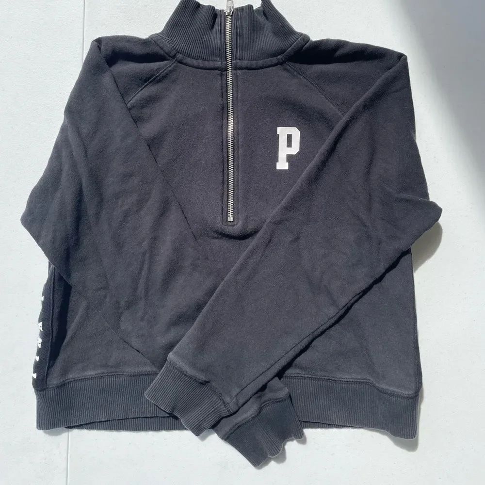 PINK Victoria’s Secret Quarter Zip Pullover Sweatshirt Black S